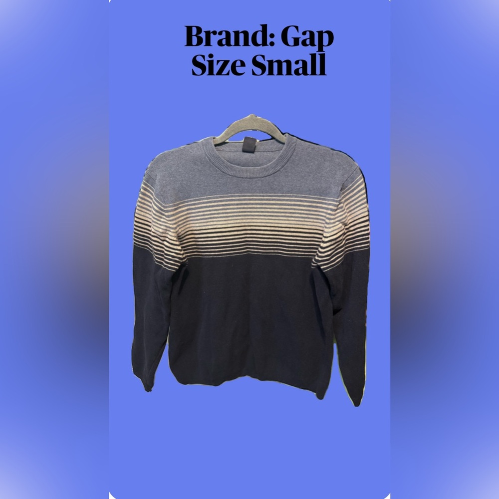Men's Gray and Black Striped Sweater